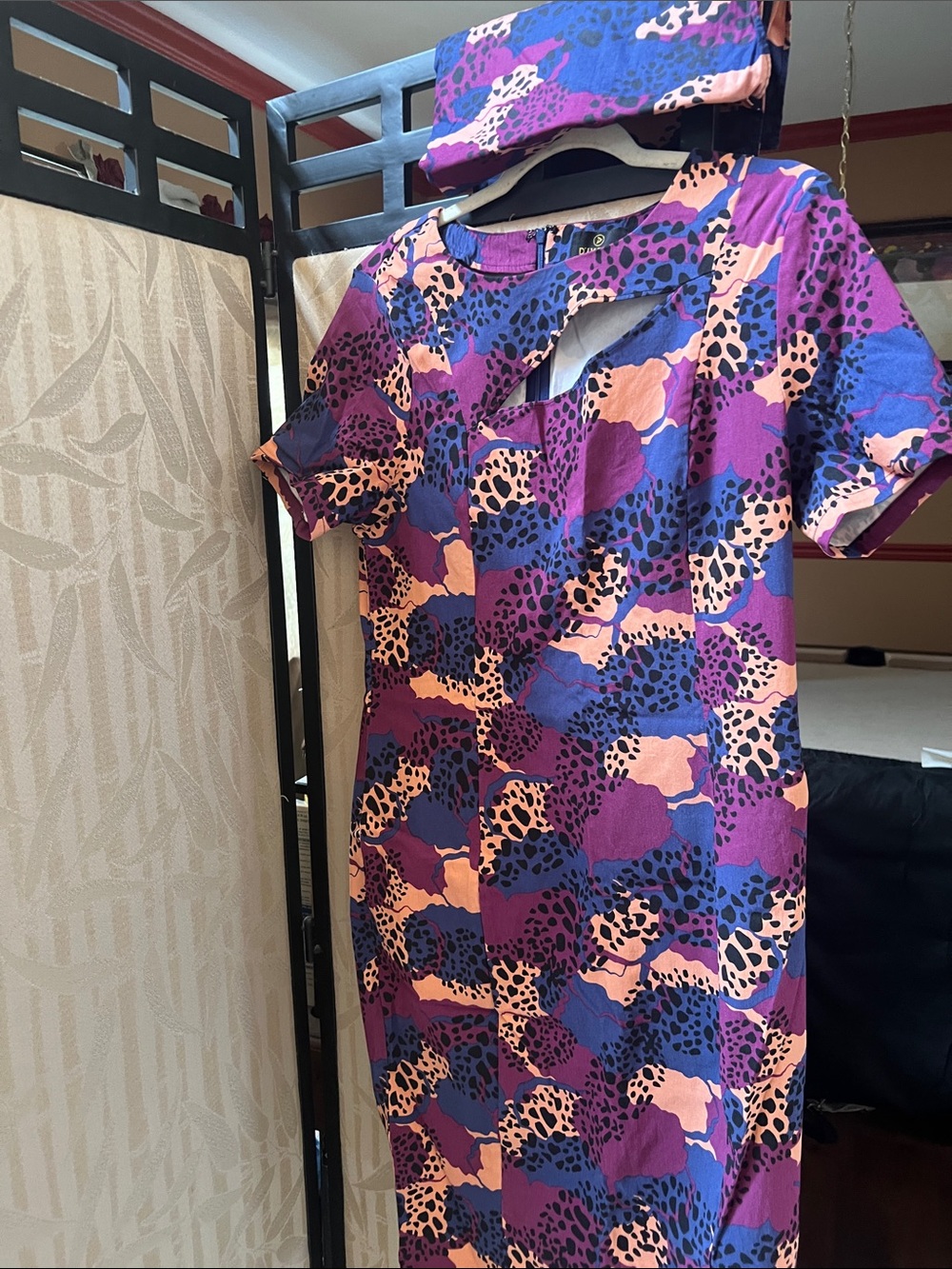 Purple Multicolor Cutout Midi Dress